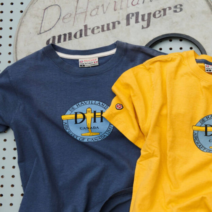T-shirts de Havilland bleus et jaunes pour homme par Red Canoe