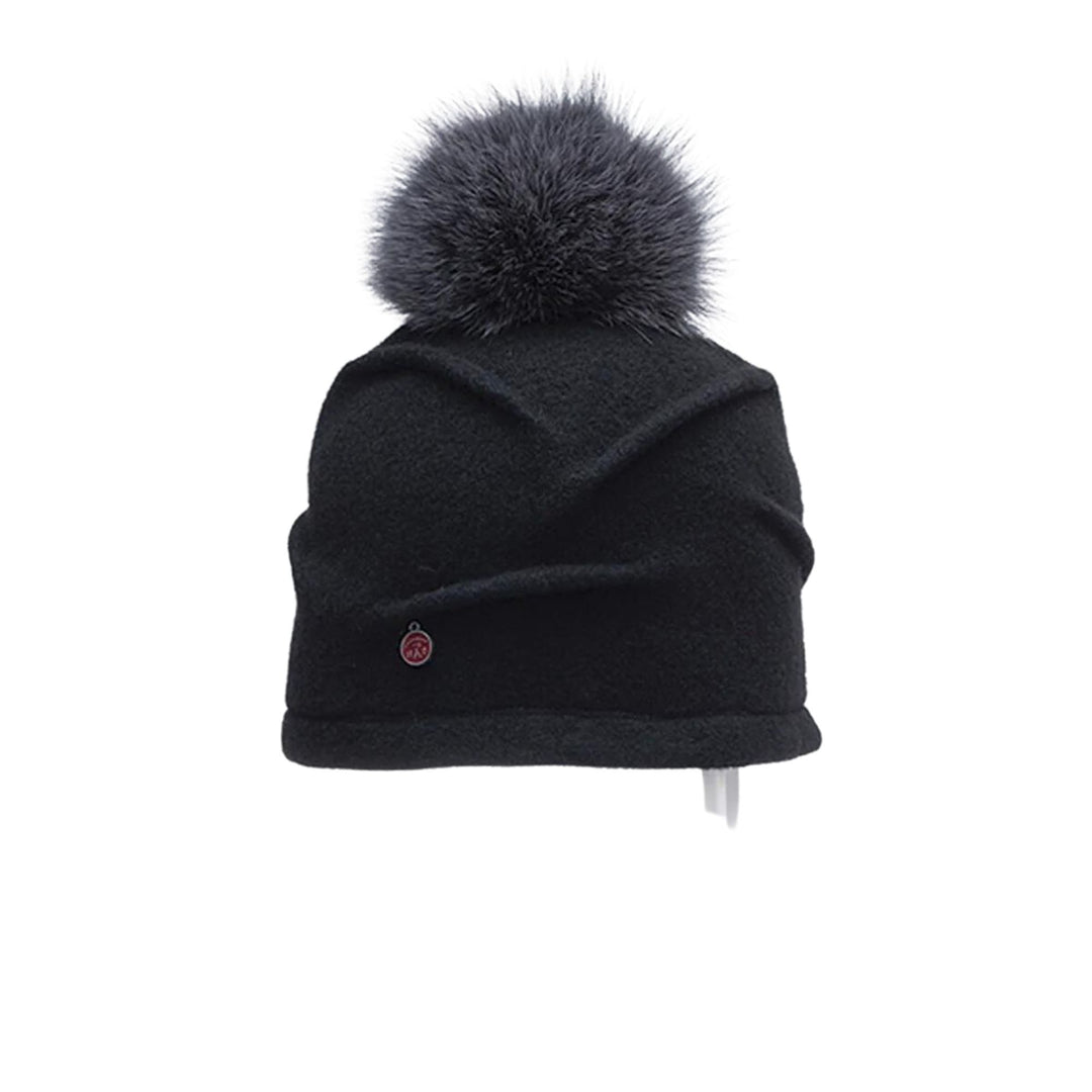 Tuque Clareta noire avec un pompom noir en fourrure par Canadian hat