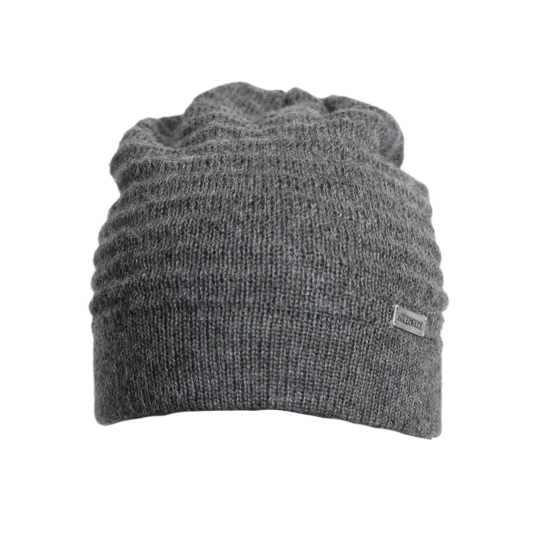 Tuque en laine de bébé alpaga grise par La fibre et moi