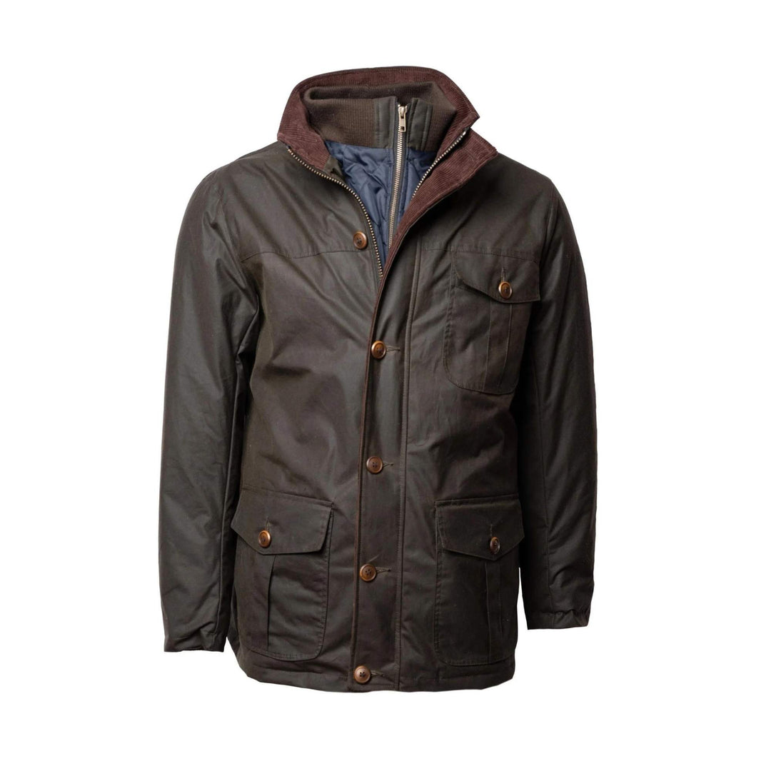 Veste en coton ciré Viyella Olive vue de devant