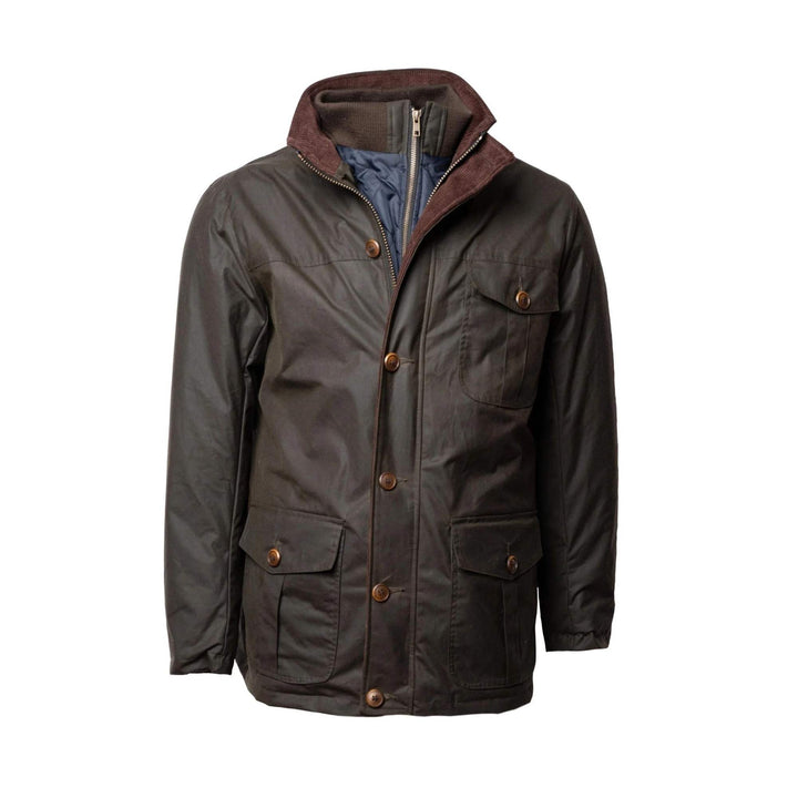 Veste en coton ciré Viyella Olive vue de devant