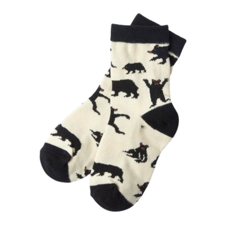 Chaussettes blanches et noires avec motif d'ours noirs