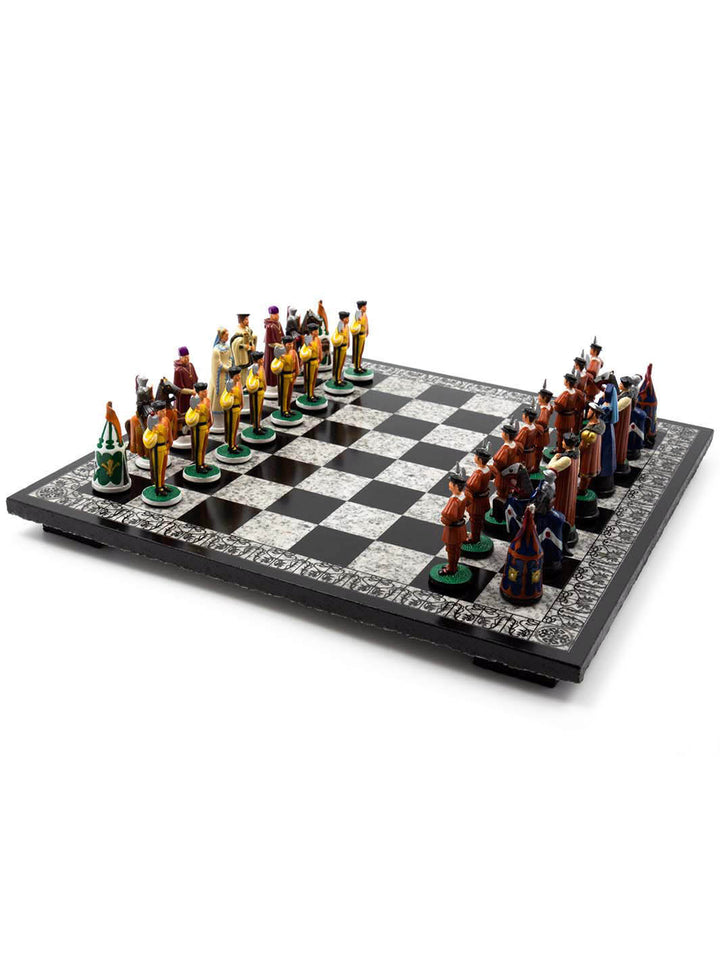 Jeu échecs Henry VIII & Francois I en couleur vue de 3/4