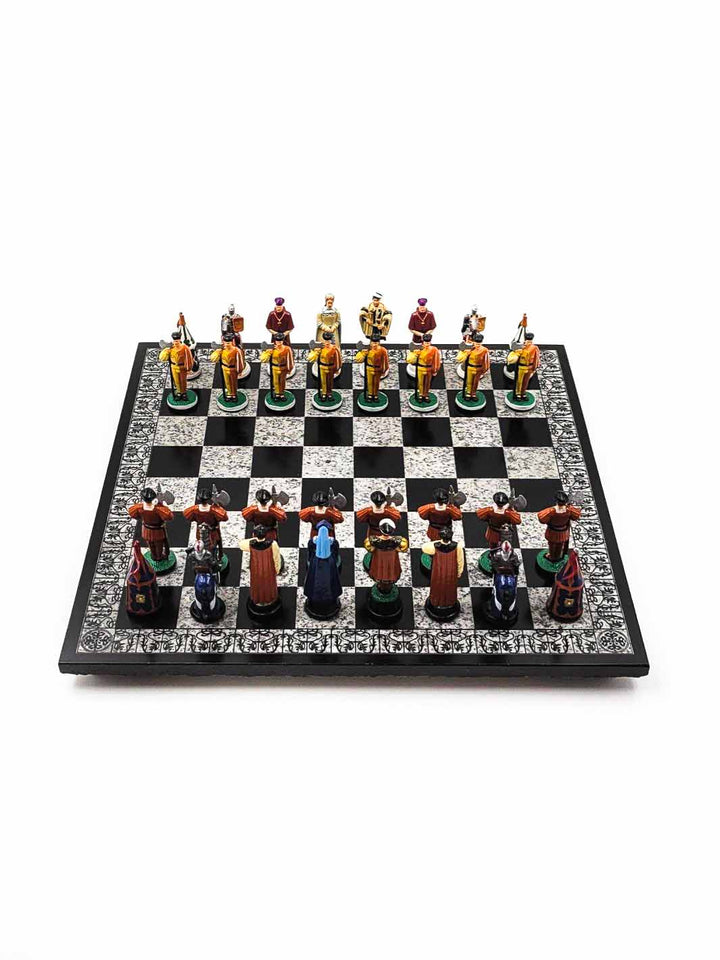 Jeu échecs Henry VIII & Francois I en couleur vue de face