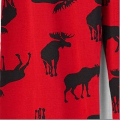 Détails du motif des Boxers pour femmes rouge avec motif d'orignaux noirs