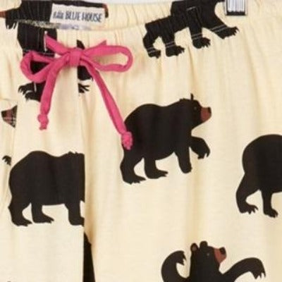 Détails des motifs des Boxers pour femmes blancs avec motif d'ours noirs