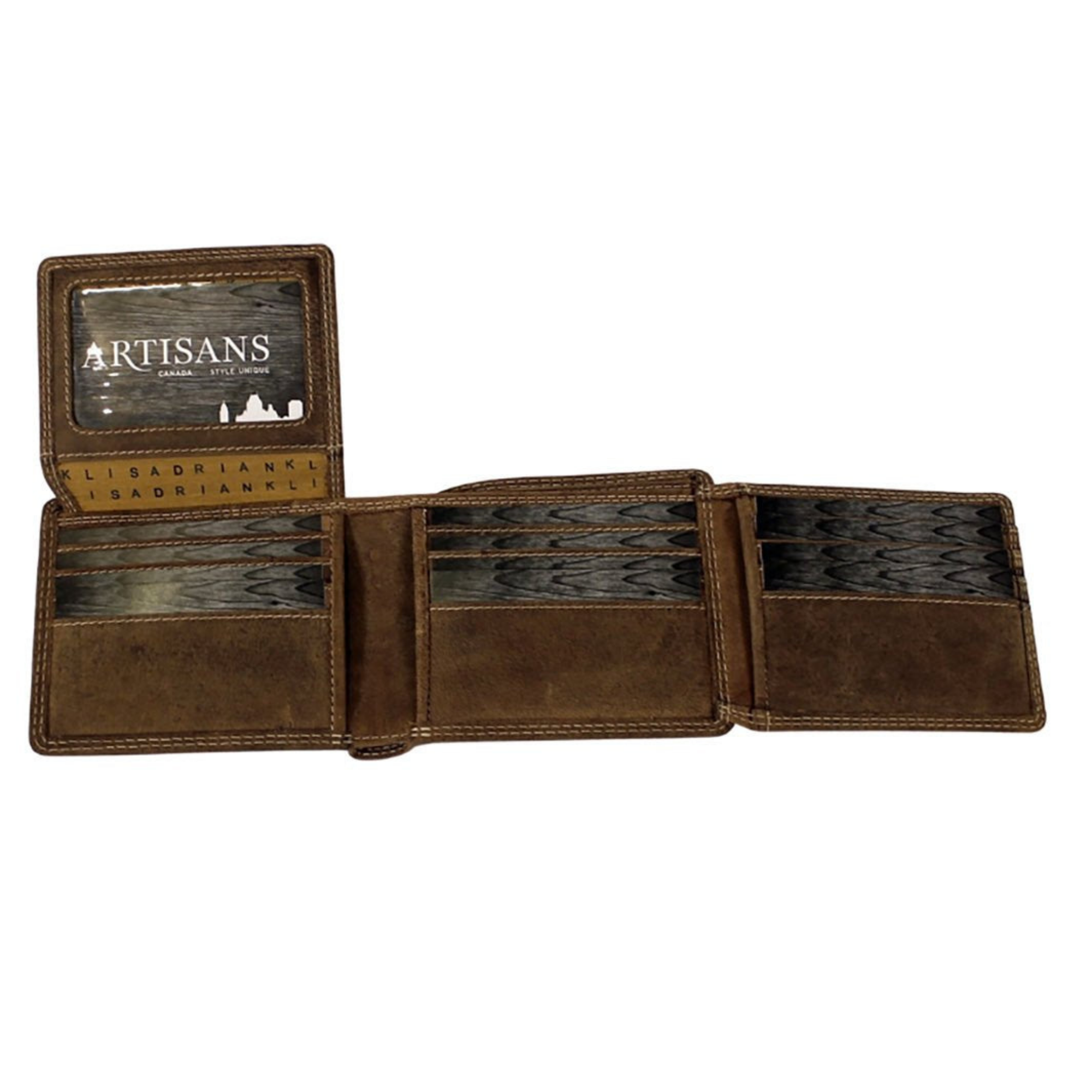 Double flap wallet for men in buffalo leather by Adrian Klis