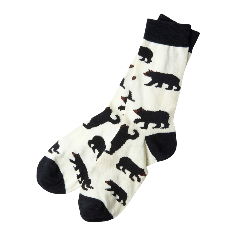 Chaussettes blanches et noires avec motifs d'ours noirs