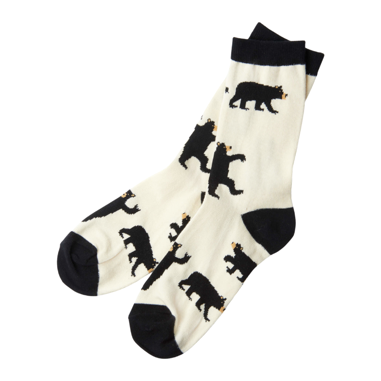 Chaussettes blanches et noires avec motifs d'ours noirs