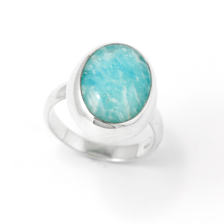 Bague argentée avec pierre de couleur turquoise