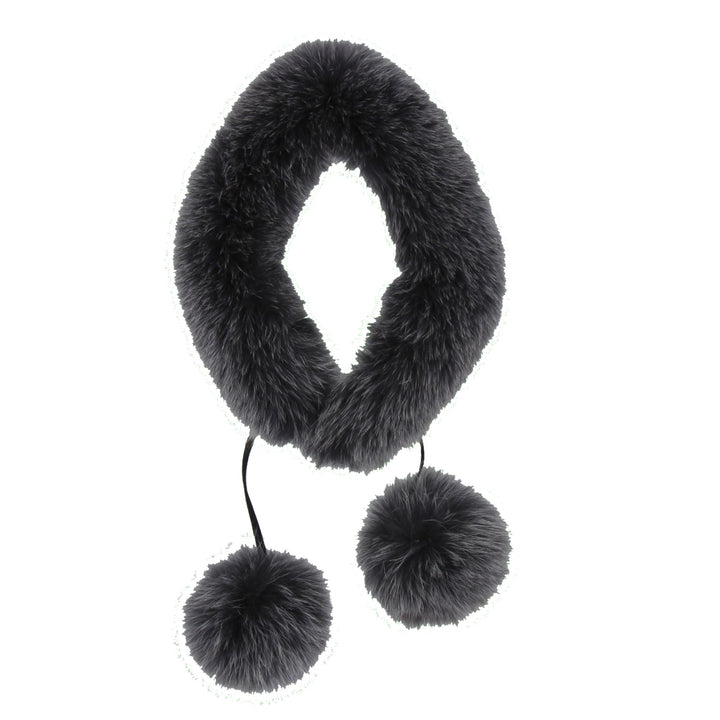 Bandeau de fourrure à 2 pompoms en renard charbon Fourrures audet