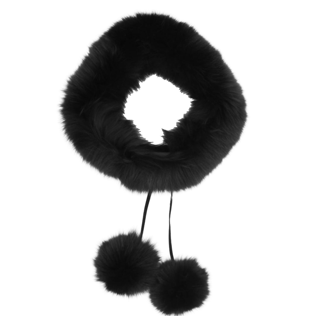 Bandeau de fourrure à 2 pompoms en renard noir Fourrures audet