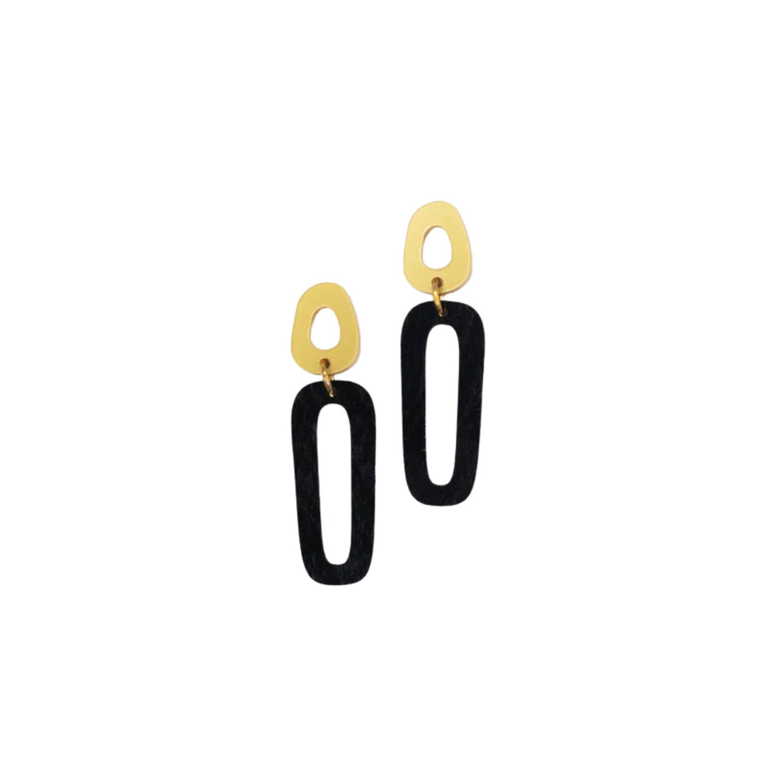 Boucles d'oreilles Rebelle des bois Berceuse noir avec attache dorées