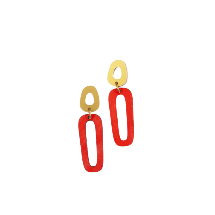 Boucles d'oreilles Rebelle des bois Berceuse terre rouge avec attache dorées