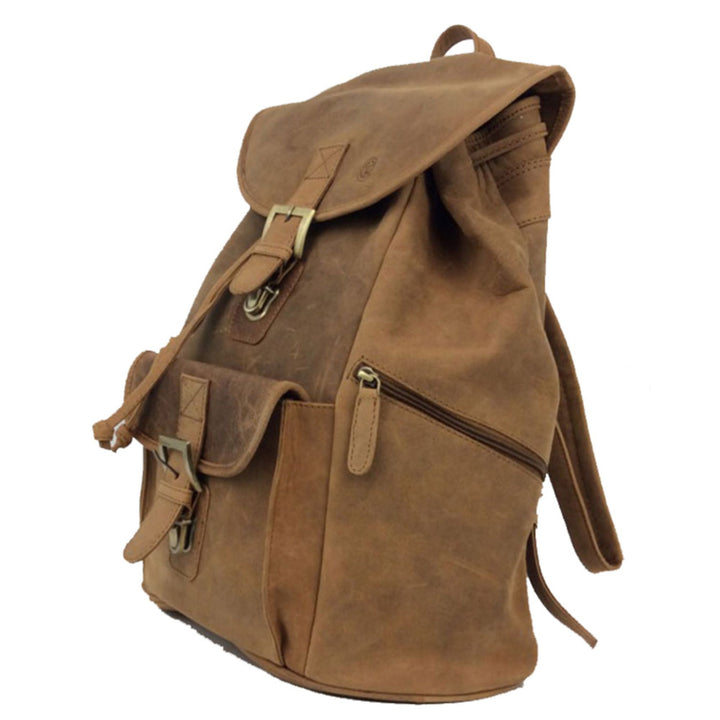 Sac à dos Canadian Leather en cuir de bison vu de 3/4