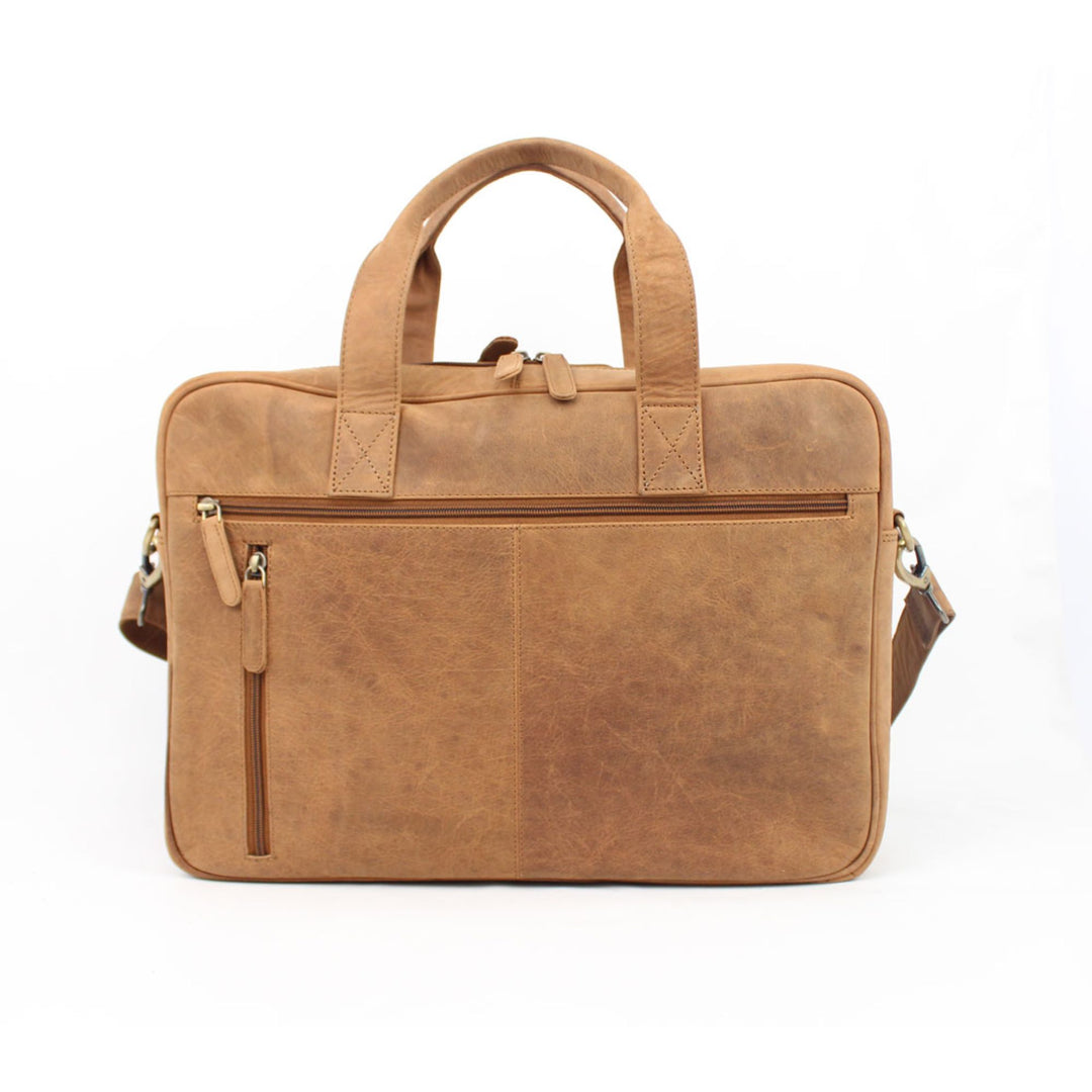 Sac en cuir de bison Canadian Leather avec bandoulière vu de devant