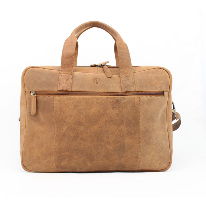 Sac en cuir de bison Canadian Leather avec bandoulière vu de derrière