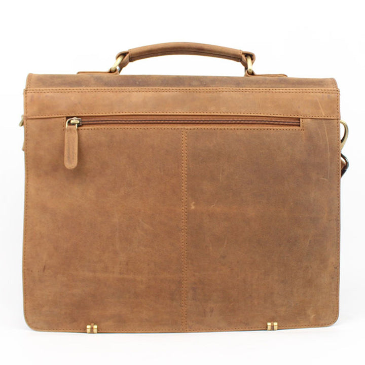 Porte-documents en cuir de bison Canadian Leather vu de derrière avec fermeture à glissière