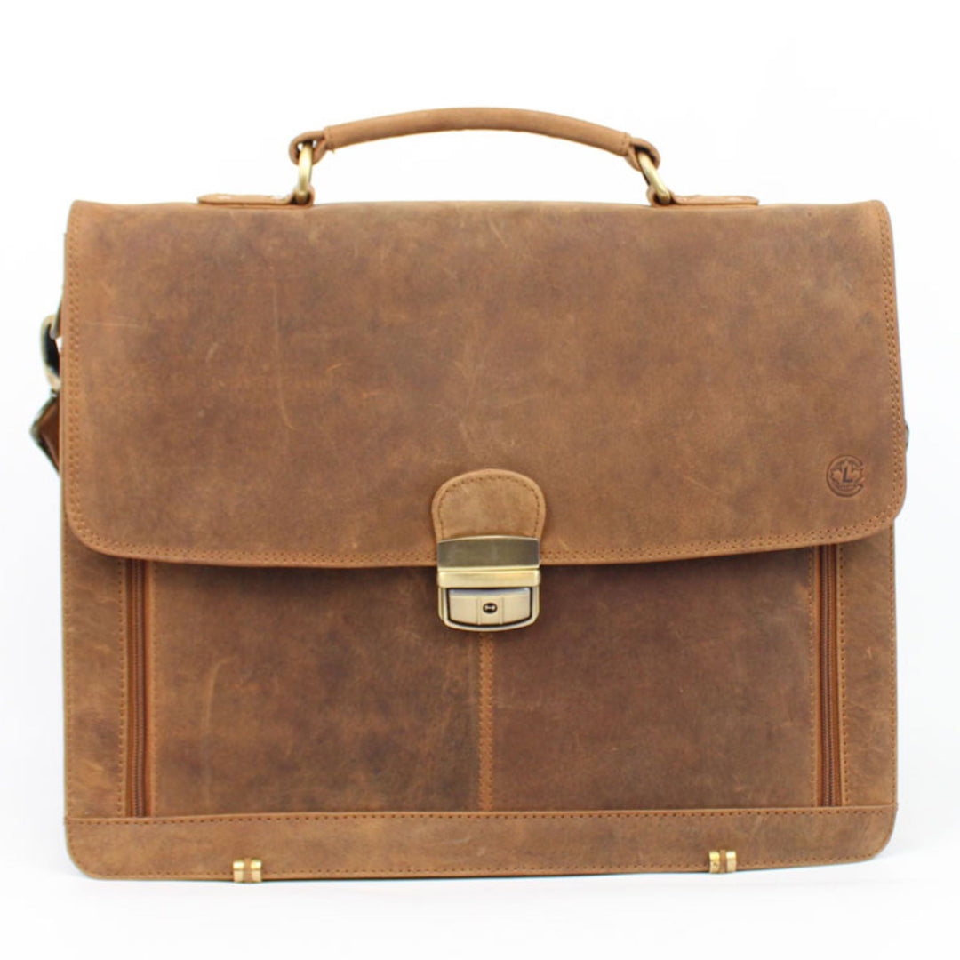 Porte-documents en cuir de bison Canadian Leather vu de devant