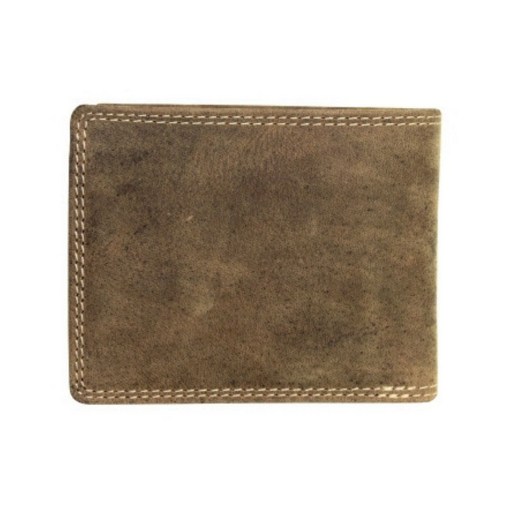 Derrière d'un portefeuille double rabat en cuir de bison fermé