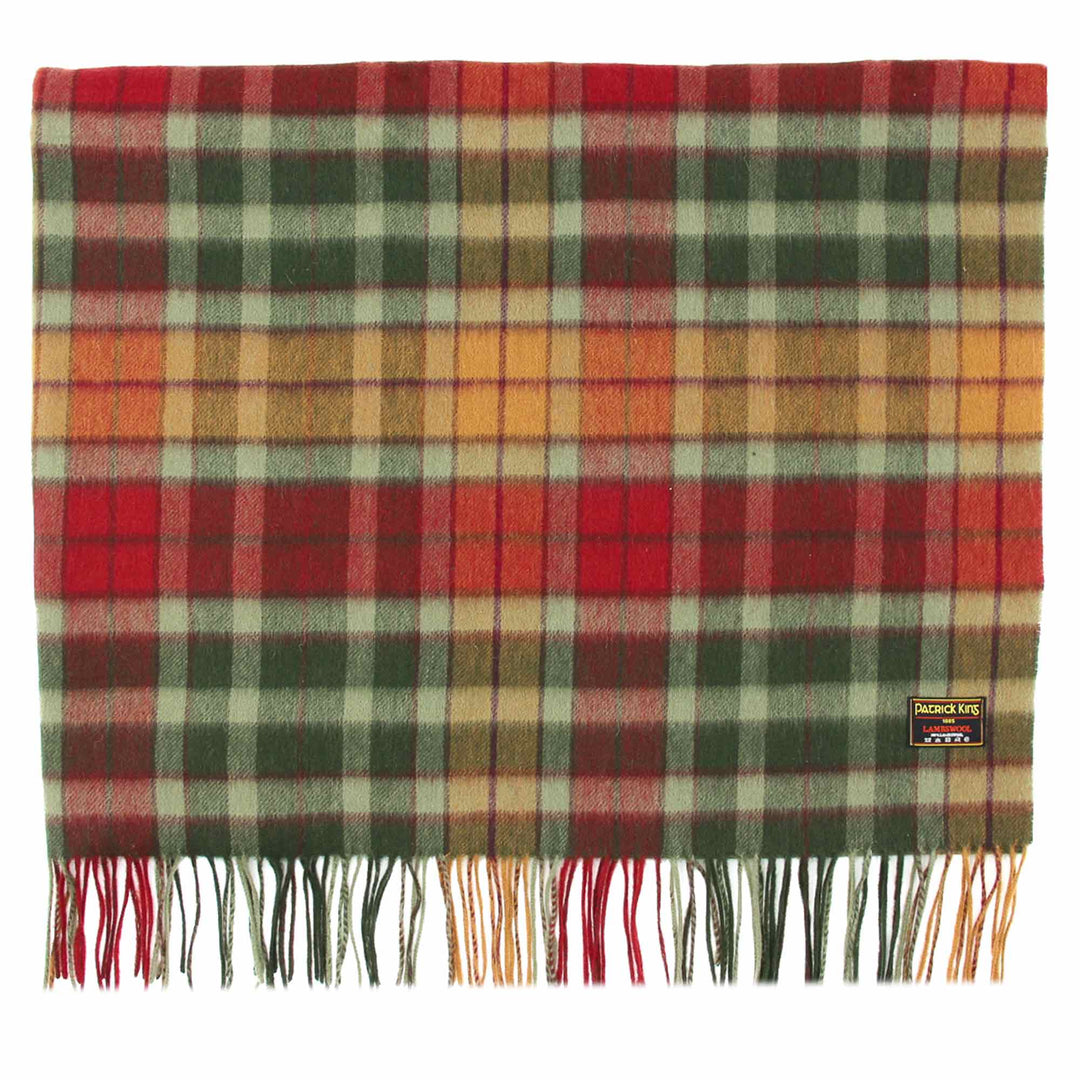 Étole en laine d'agneau avec le tartan Buchanan d'automne et les franches dans le bas