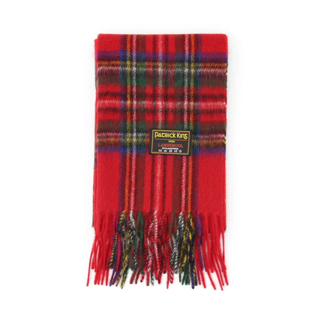 Foulard en laine d'agneau tartan rouge clair avec lignes vertes et franche