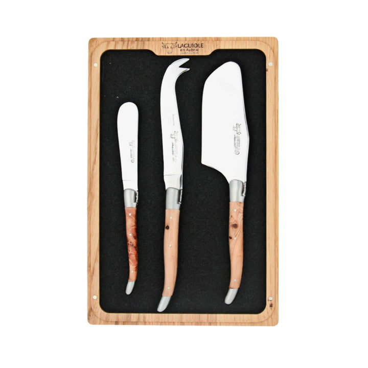 Coffret de service à fromage Laguiole ouvert vu de dessus
