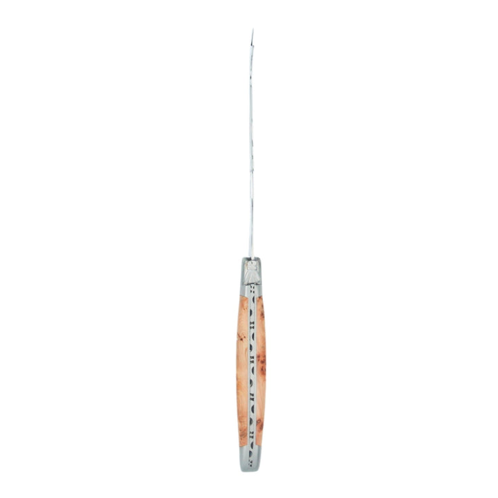 Couteau Laguiole à double pointe avec manche en genevrier vu de dessus