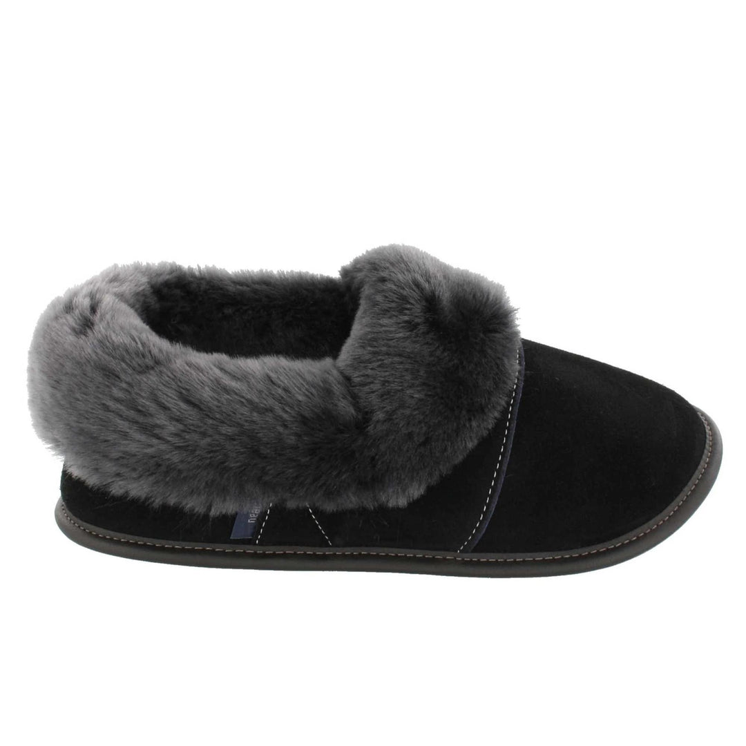 Pantoufles noires en mouton Garneau pour homme