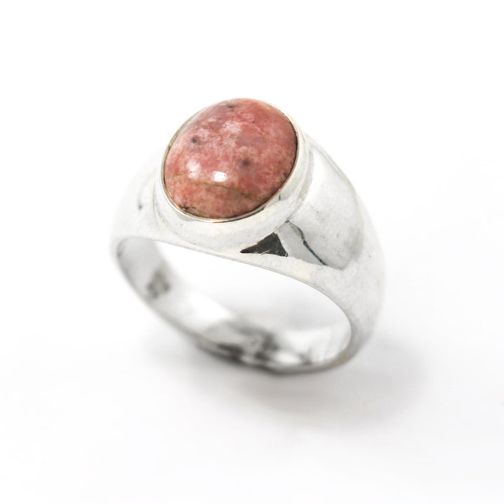 Bague en argent avec pierre gemmes du Québec rose