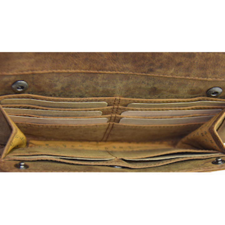 Compartiment du porte-cartes avant du sac en cuir de bison