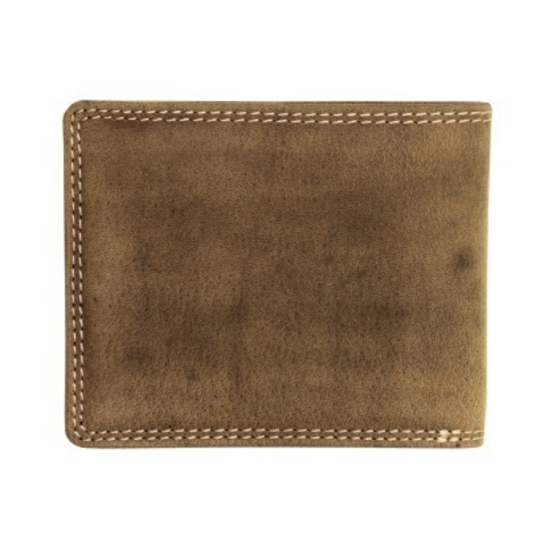 Portefeuille en cuir de bison avec porte-cartes fermé vu de derrière