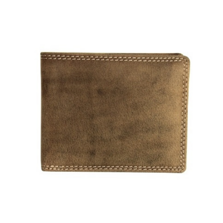 Portefeuille en cuir de bison avec porte-cartes fermé vu de devant