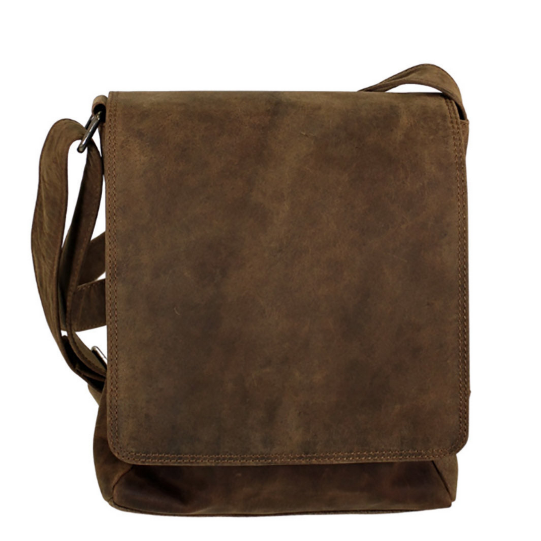 Sac messager simple en cuir de bison avec bandouliere
