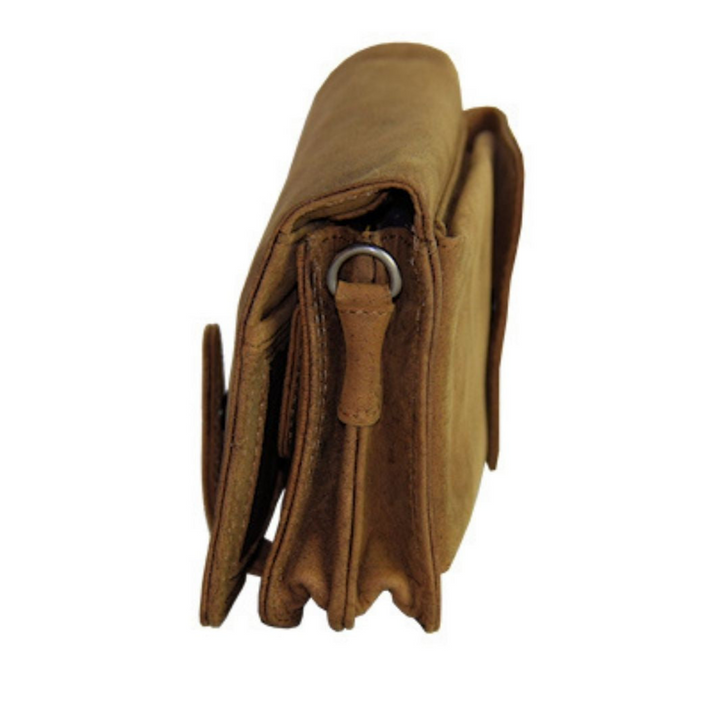 Organisateur à pochette en cuir de bison fermé vue de côté