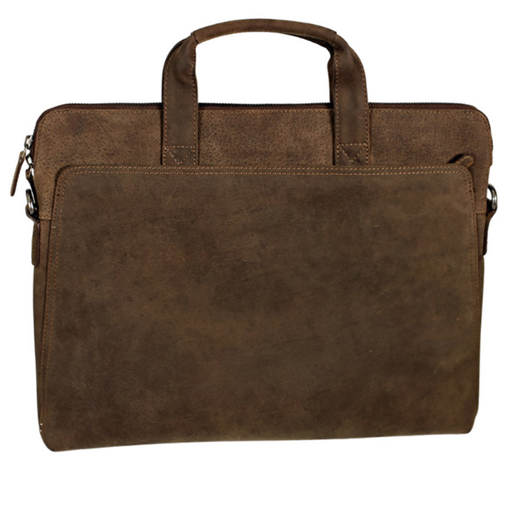 Sac pour ordinateur portable en cuir de bison avec poignée