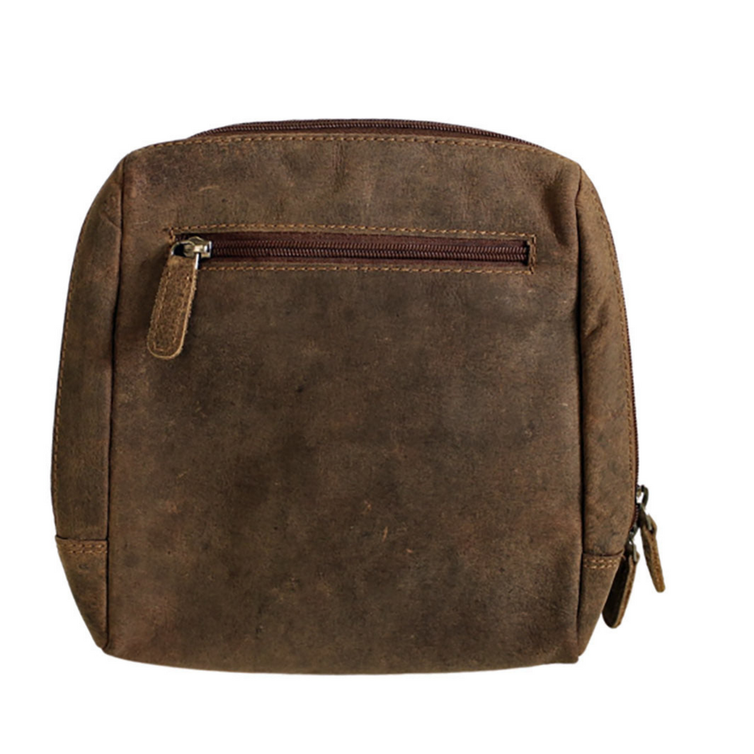 Sac tout-aller en cuir de bison avec pochette sur le devant