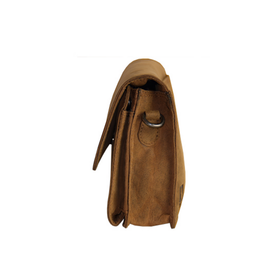 Sac rectangulaire en cuir de bison vu de coté