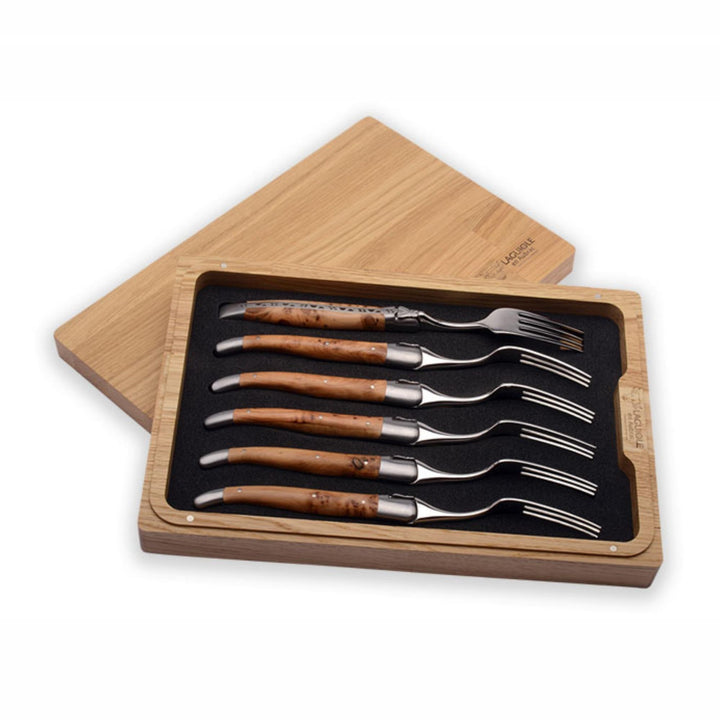 Coffret en bois avec 6 fourchettes manche en bois de genevrier