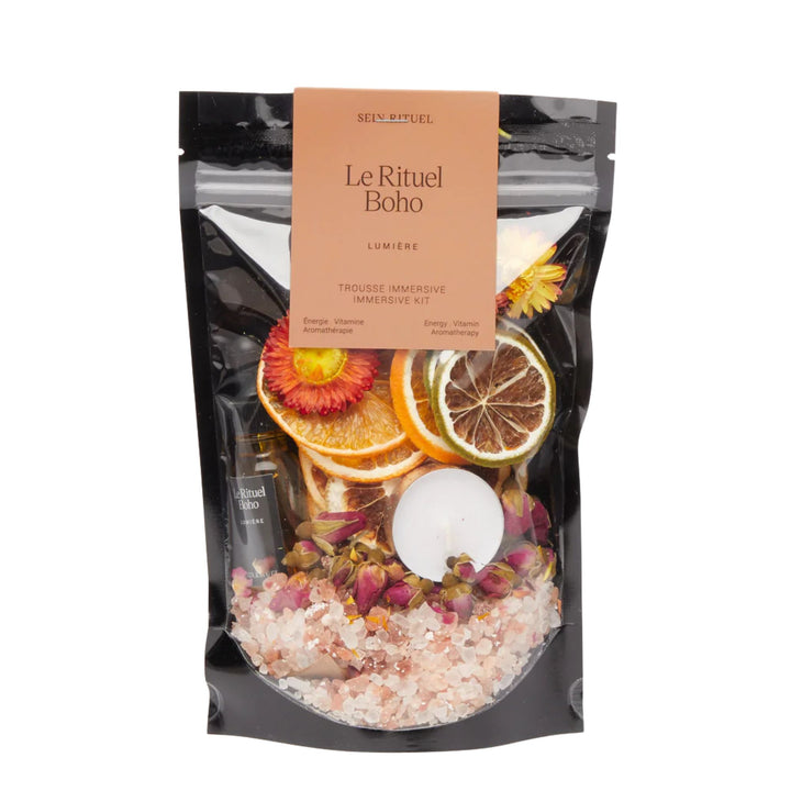 Trousse immersive pour le bain Rituel Boho avec agrumes vu de devant