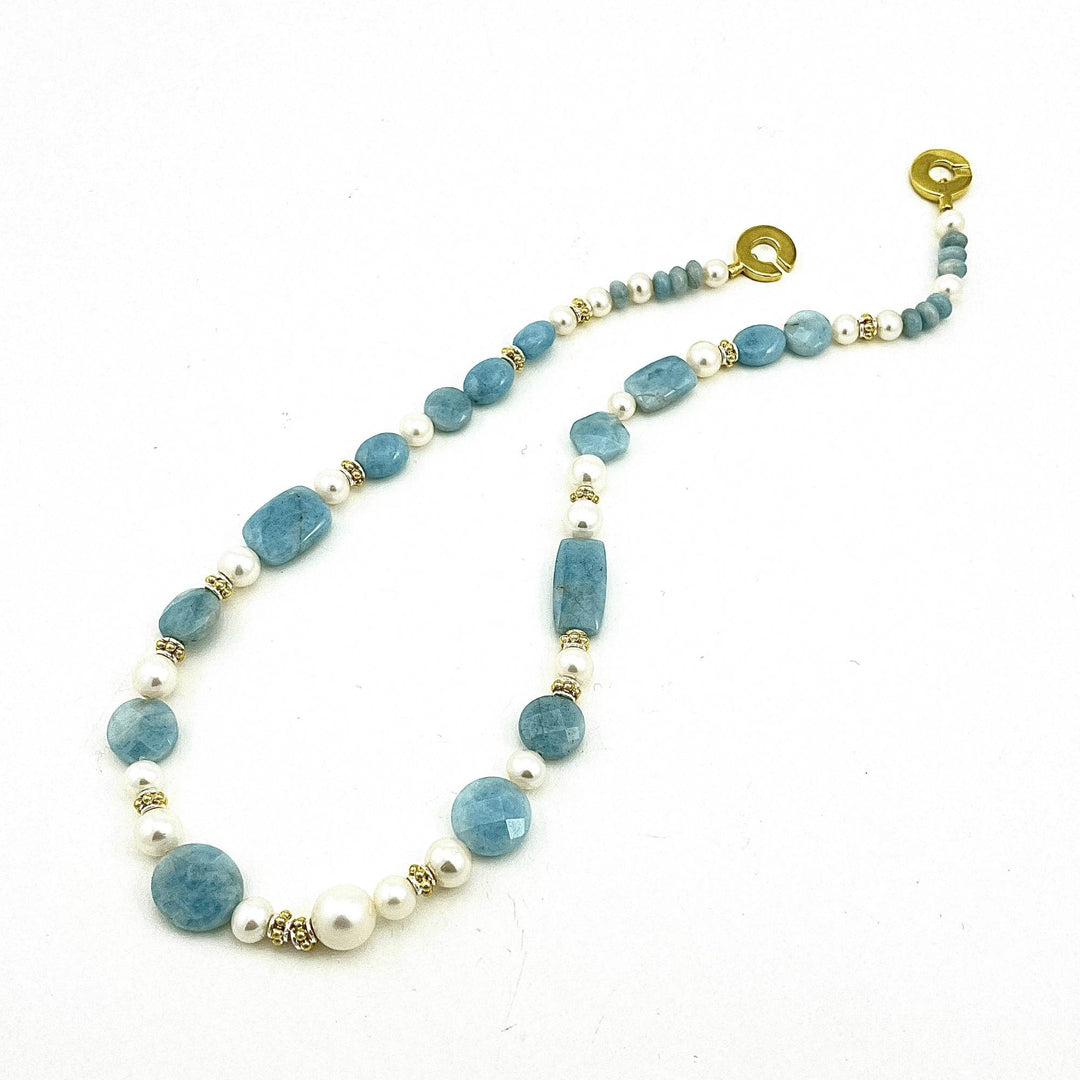 Collier en aigue-marine avec fermoir vermeil par Gemmes Québec fait au Québec