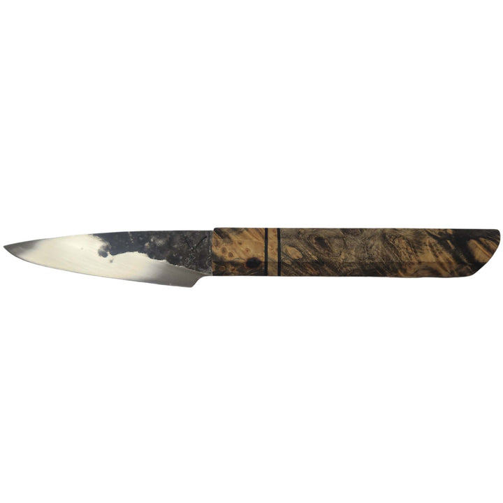 Couteau avec manche en buckeye burl par Lapointe Kitchen knives vu de devant