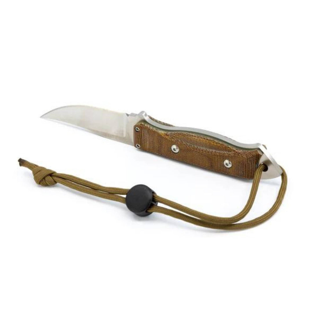 Couteau de chasse Abitibi pro-guide en micarta par Lamoureux and sons sur le dos