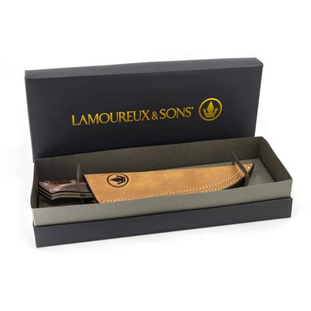 Couteau de chasse Radisson en bois de cocobolo par Lamoureux and sons dans sa boîte