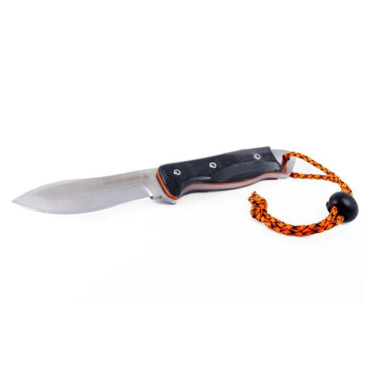Couteau de chasse Schefferville pro guide noir et orange par Lamoureux and sons couché