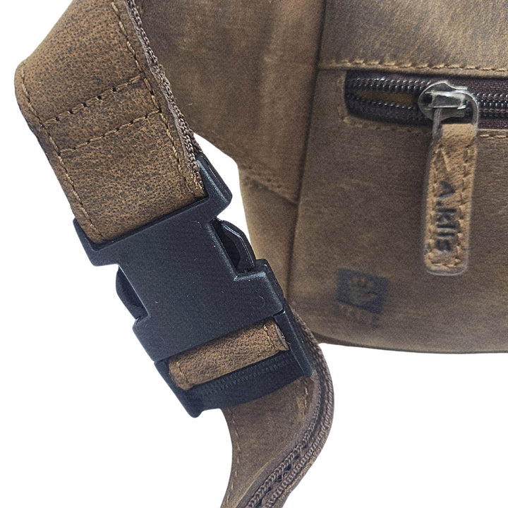 Détails de la bandoulière du Sac Adrian Klis 2401 en cuir de bison