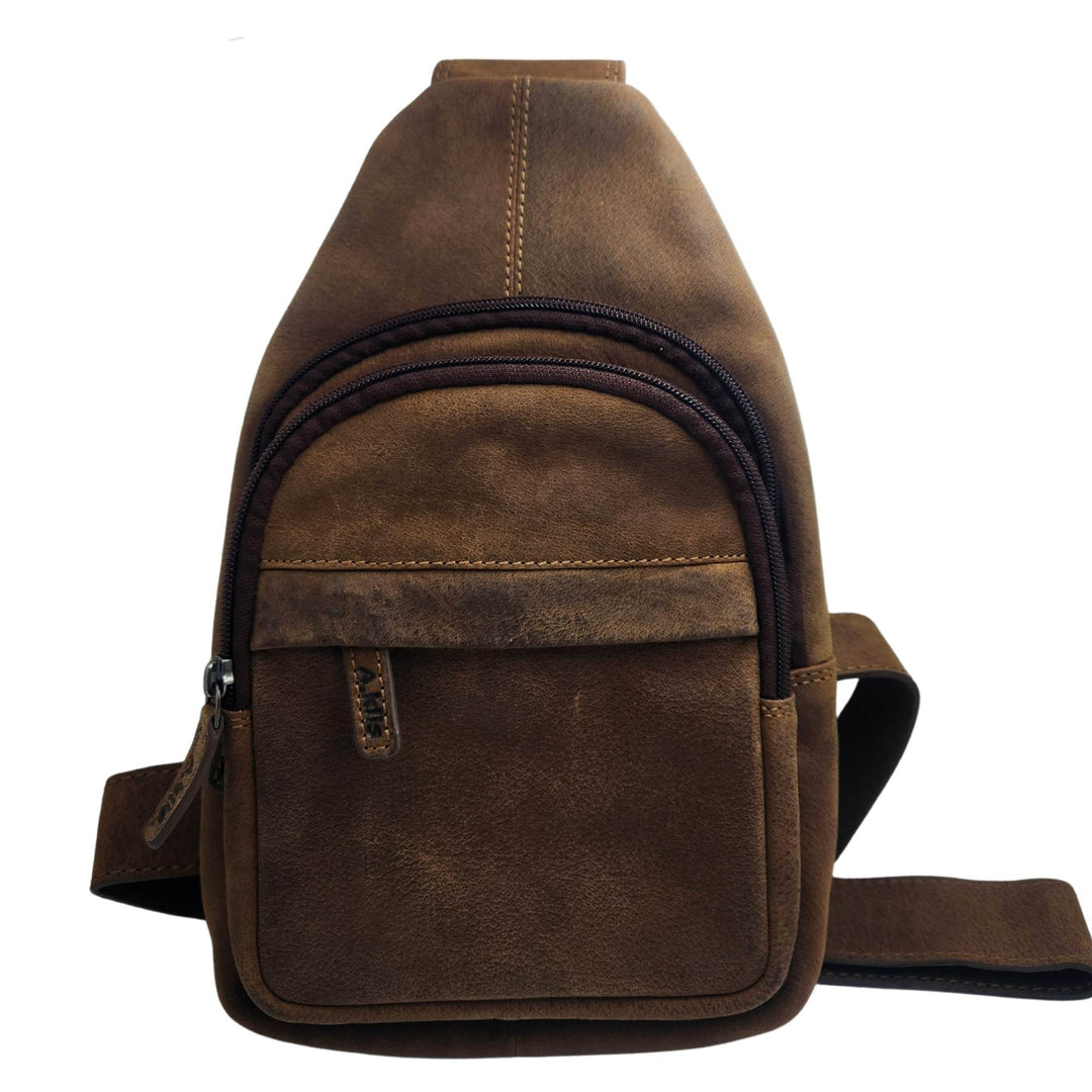 Sac Adrian Klis 2217 avec bandoulière en cuir de bison vu de devant