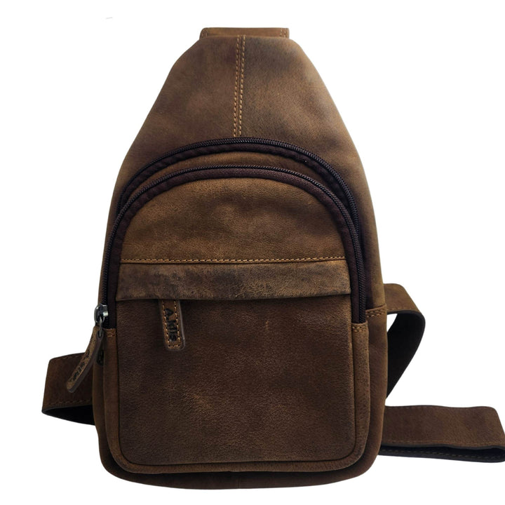 Sac Adrian Klis 2217 avec bandoulière en cuir de bison vu de devant