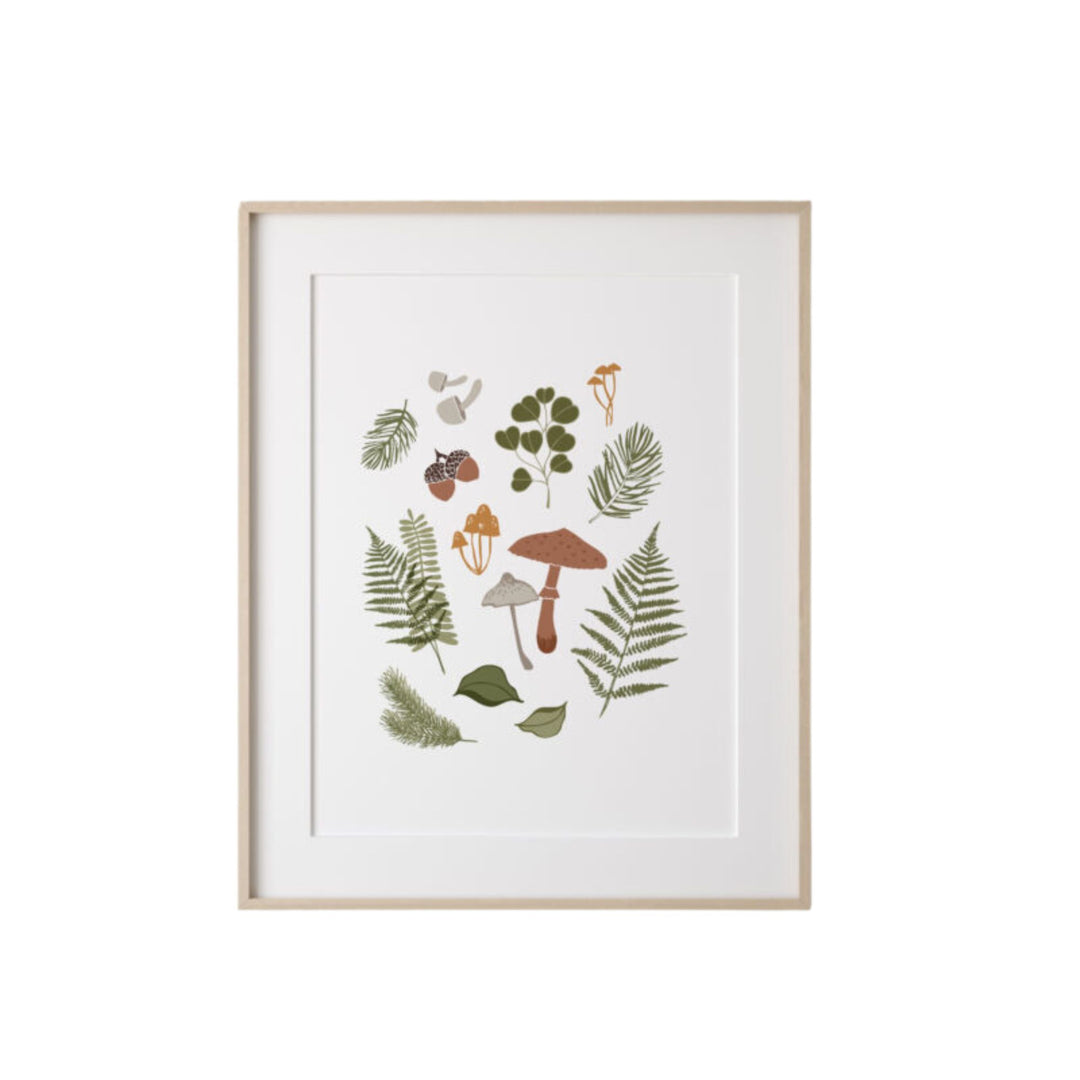 Affiche dans un cadre avec des feuilles et des champignons par Mimosa design
