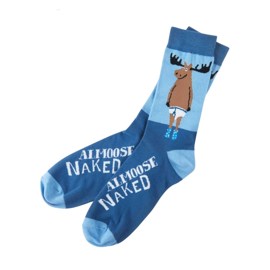 Chaussettes bleues avec motif d'orignal en sous vetements ALMOOSE NAKED